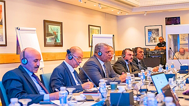 جانب من لقاءات مكتب المبعوث الأممي إلى اليمن في الأردن